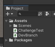 Unity project with DevBranch script before switching git branches